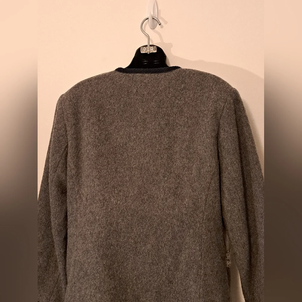 Vintage Meico Landhaus Grey Wool Embriodered Applique Jacket Misses Size 10 - Picture 9 of 10